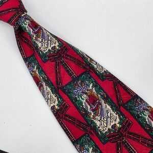 Robert Talbott Christmas Santa Sled Silk Tie Mens Red Holiday Joy